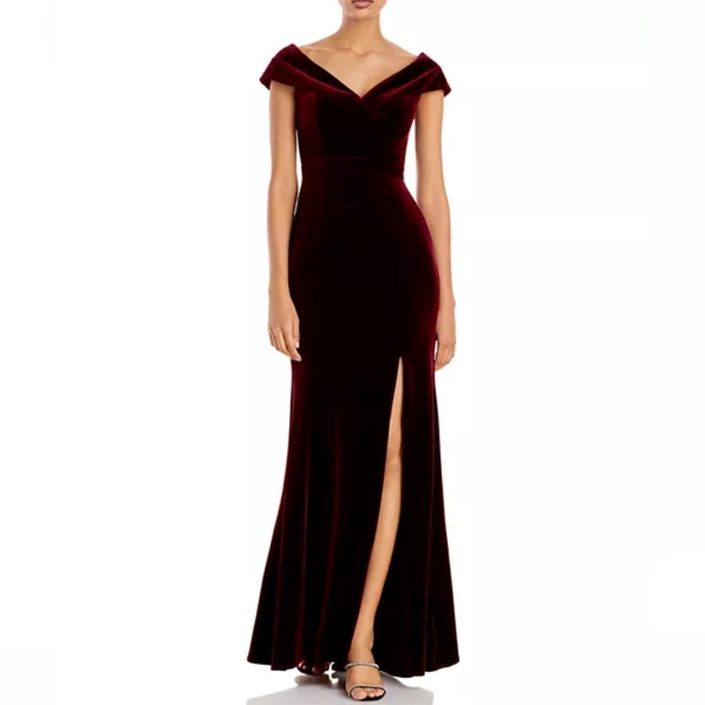 Aqua Black Halter Slit Maxi Gown